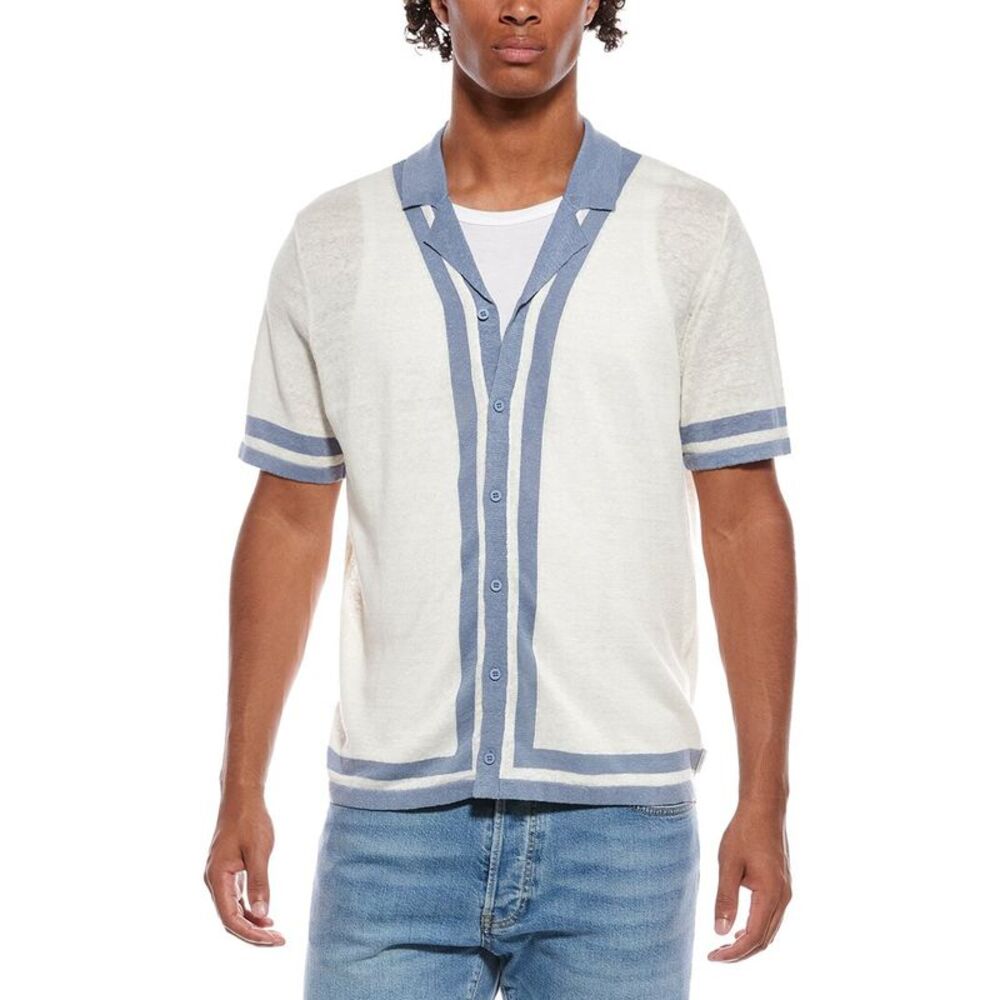 Onia Mens  Linen Knit Camp Shirt, White